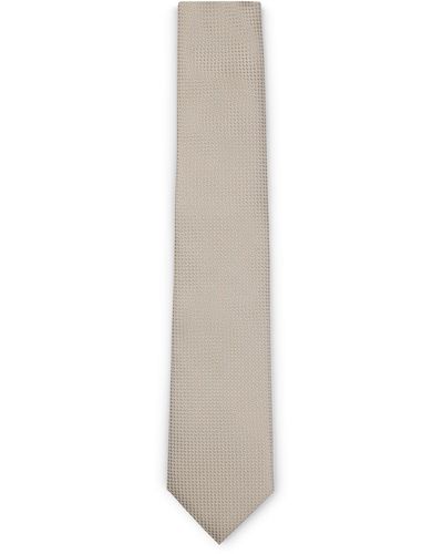 BOSS Set de pañuelo de bolsillo y corbata de mezcla de seda - Blanco