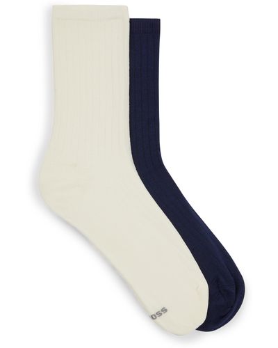 BOSS Mittelhohe Socken aus Baumwoll-Mix im Zweier-Pack - Blau