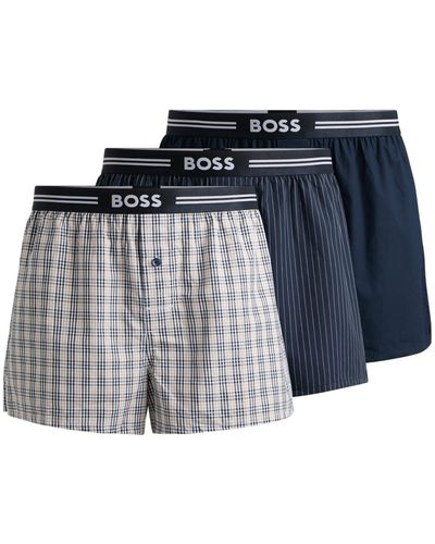 BOSS Pyjama-Shorts aus Baumwoll-Popeline im Dreier-Pack - Blau