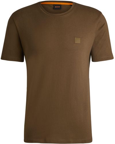 BOSS T-Shirt aus Baumwoll-Jersey mit Logo-Aufnäher - Grün