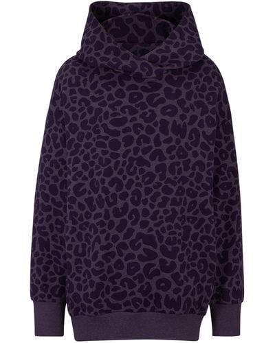 BOSS Lange Naomi X -hoodie Van Een Katoenmix Met Luipaarddessin - Blauw