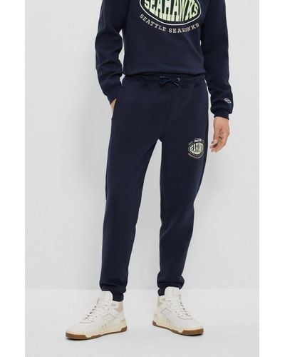 BOSS X Nfl Cotton-blend Tracksuit Bottoms With Collaborative Branding - Blue