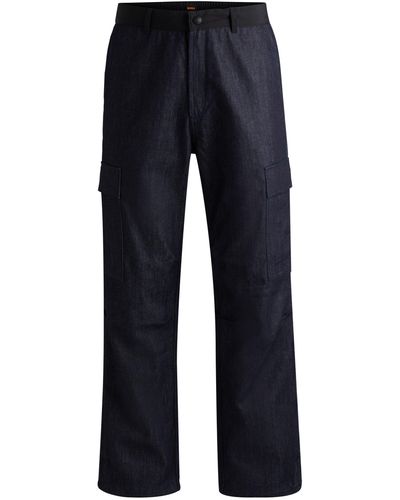 BOSS Straight-Fit Hose aus wasserabweisendem Baumwoll-Mix - Blau