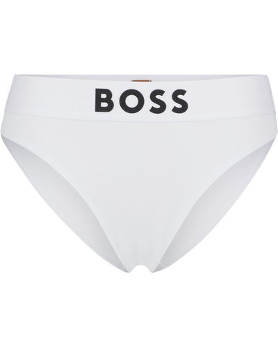 BOSS Slip taille haute à logo contrastant - Blanc