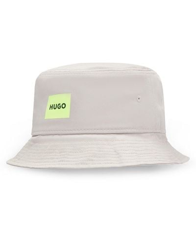 HUGO Cotton-twill Bucket Hat With Logo Label - White