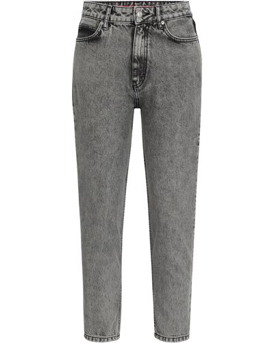 HUGO Relaxed-Fit Jeans aus grauem Denim mit mittlerer Bundhöhe