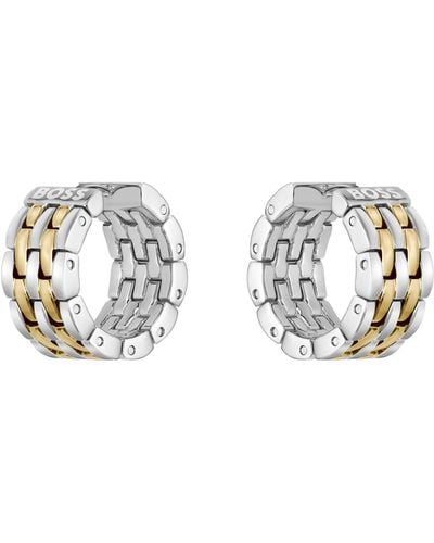 BOSS Multi-link Earrings With Two-tone Design - White