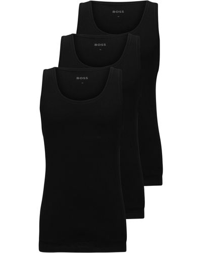 BOSS Set Van Drie Onderhemden Met Logostiksels - Zwart