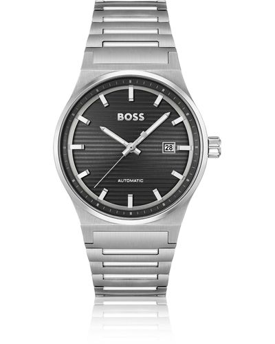 BOSS Link-bracelet Automatic Watch With Groove-textured Dial - Multicolor