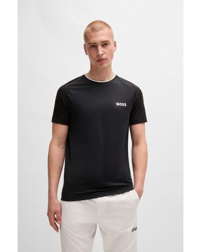 BOSS X Matteo Berrettini Stretch-jersey T-shirt With Signature Details - Black