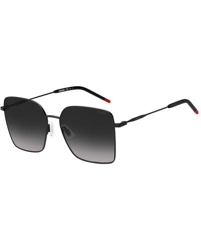 HUGO Black-metal Sunglasses With Red End-tips
