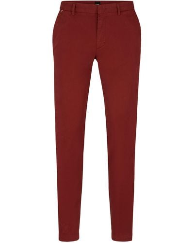 BOSS Slim-Fit Chino aus elastischer Baumwoll-Gabardine - Rot