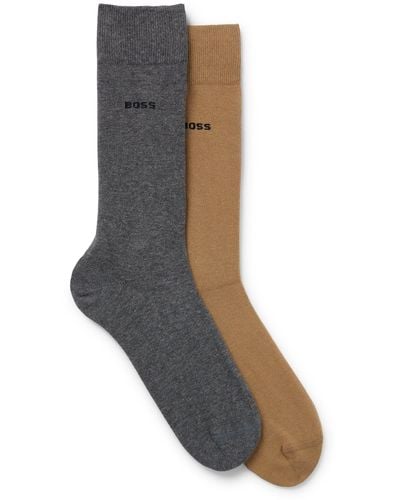BOSS Two-pack Of Cotton-blend Regular-length Socks - Gray