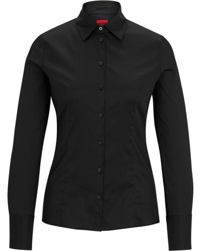 HUGO Klassische Bluse The Fitted Shirt 10211515 01 - Schwarz