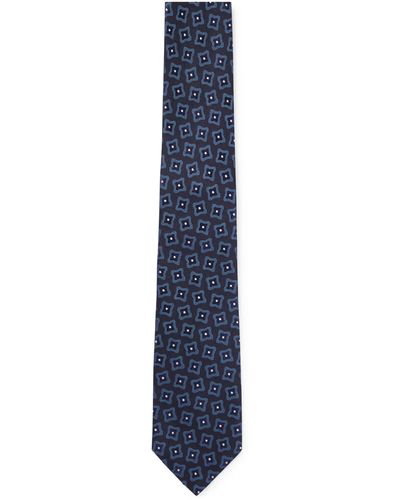 BOSS Silk Tie With Modern Jacquard Pattern - Blue