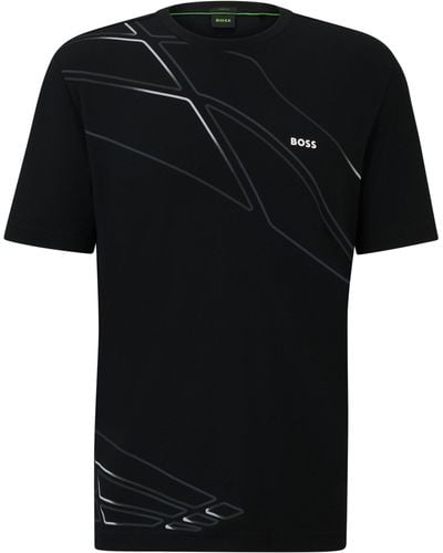 BOSS Regular-fit T-shirt Van Een Katoenmix Met Nieuw Artwork - Zwart