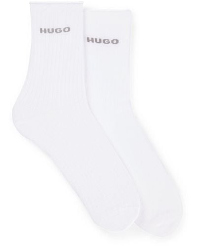 HUGO Two-pack Of Quarter-length Socks With Logo Details - White