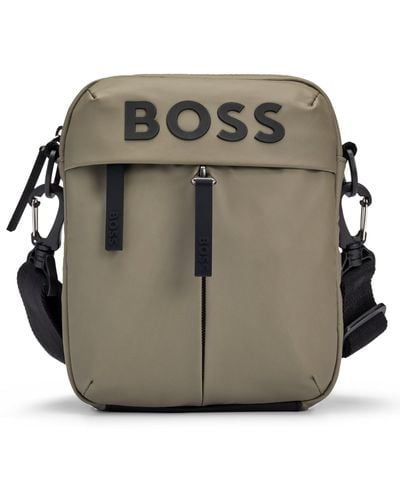 BOSS Reporter-Tasche aus Kunstleder mit tonalem Logo - Grau