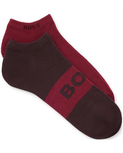 BOSS Zweier-Pack knöchellange Socken mit Logo-Details - Rot