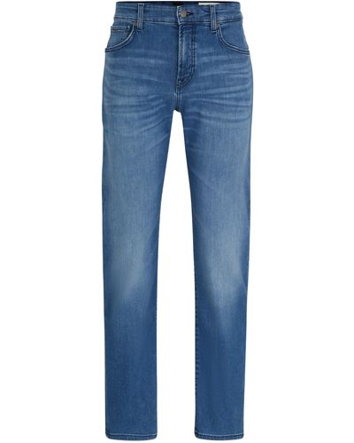 BOSS Blaue Regular-Fit Jeans aus softem Stretch-Denim