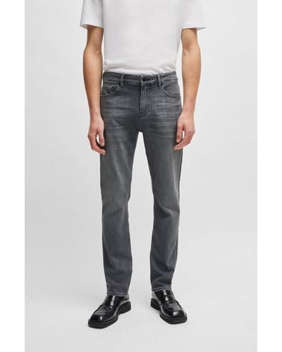 BOSS Slim-fit Jeans In Grey Super-soft Denim - Black