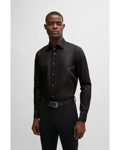 BOSS Regular-fit Shirt In Easy-iron Cotton Poplin - Black