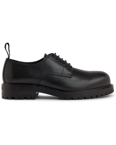 HUGO Leather Lace-up Shoes With Rubber Lug Sole - Black