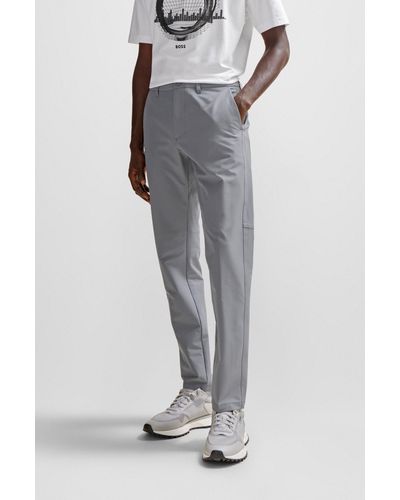 BOSS Slim-fit Chinos In Easy-iron Four-way Stretch Fabric - Grey