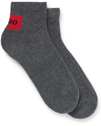HUGO Twee Paar Korte Sokken Met Rood Logolabel - Zwart