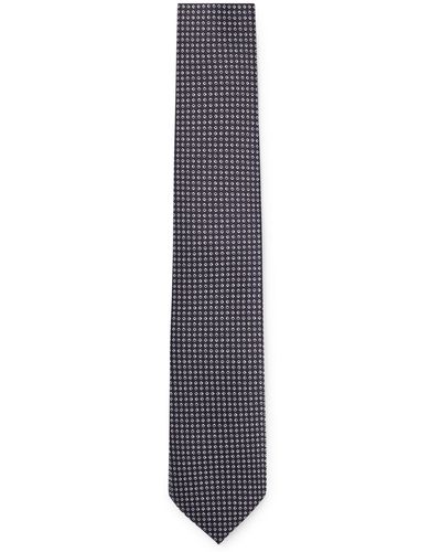 BOSS Silk-jacquard Tie With Micro Pattern - Blue