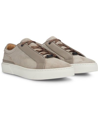 BOSS Gary Italian-made Trainers In Leather And Suede - Grey