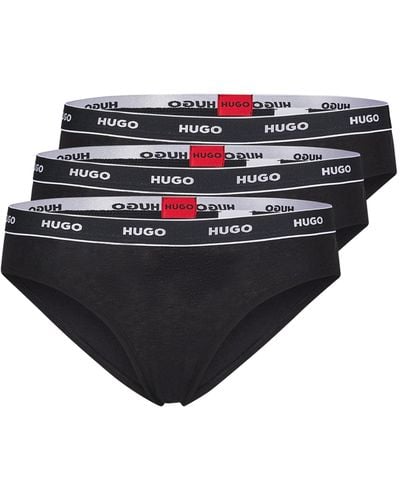 HUGO Set Van Drie Slips Van Stretchkatoen Met Logotailleband - Zwart