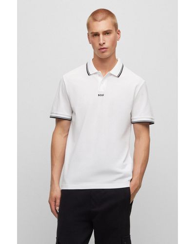 BOSS - Cotton polo shirt with contrast logo details