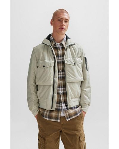 BOSS Water-repellent Bomber Jacket With Detachable Sleeves - Multicolour