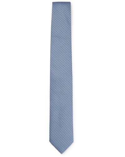 BOSS Silk-blend Tie With Jacquard Pattern - Blue