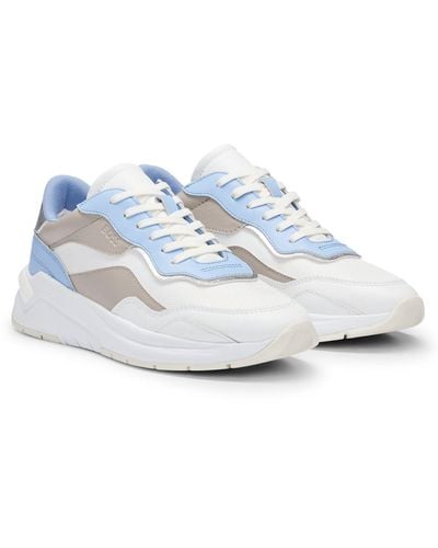 BOSS Mixed-material Sneakers With Colour-blocking - White