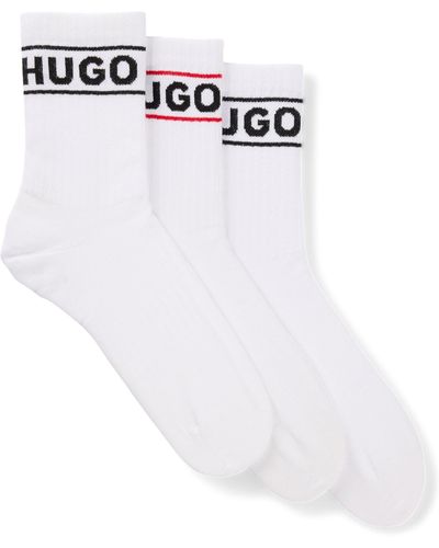 HUGO Dreier-Pack kurze Socken mit Logos - Weiß