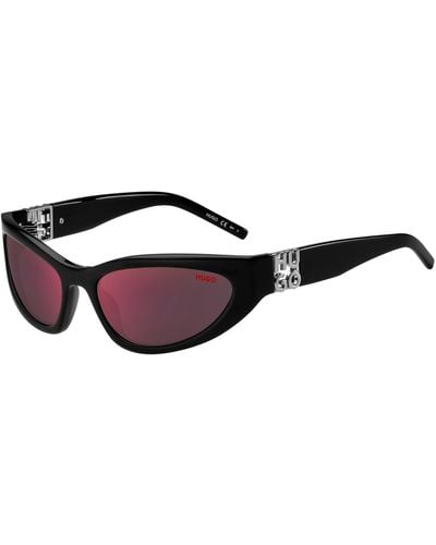 HUGO Black-acetate Sunglasses With 3d Monogram - Multicolour