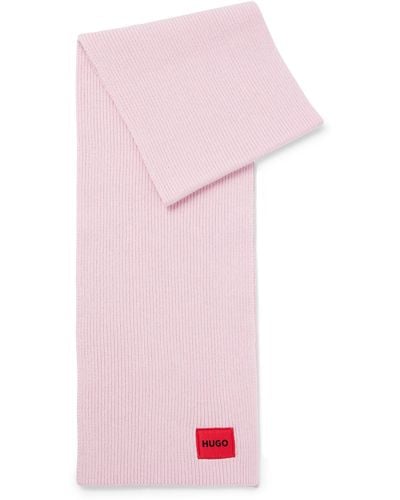 BOSS by HUGO BOSS Wool-blend Scarf With Red Logo Label - Pink