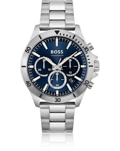 BOSS Blue-dial Chronograph Watch With Link Bracelet