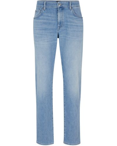 BOSS Regular-fit Jeans Van Blauw Denim Met Een Kasjmierachtige Feel