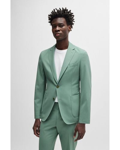 BOSS Slim-fit Jacket In A Performance-stretch Wool Blend - Green