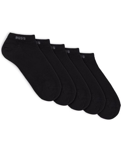 BOSS Fünfer-Pack knöchellange Socken mit Logo-Details - Schwarz