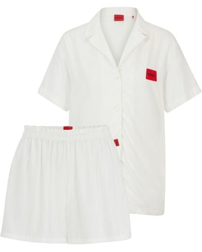 HUGO Regular-fit Pyjamas With Red Logo Labels - White