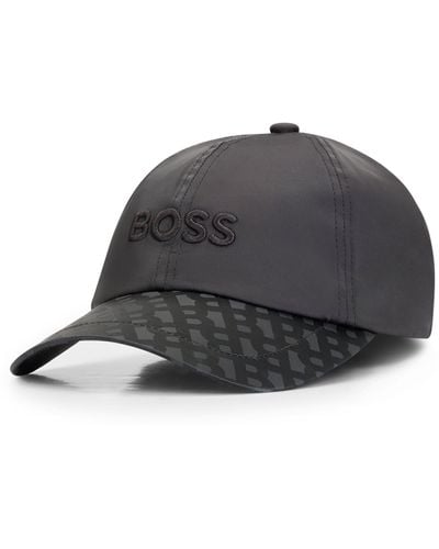 BOSS Satin Cap With Embroidered Logo And Monogram Visor - Gray