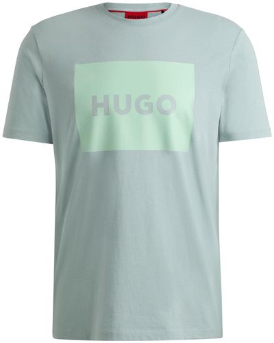 HUGO Cotton-jersey Regular-fit T-shirt With Logo Print - Green