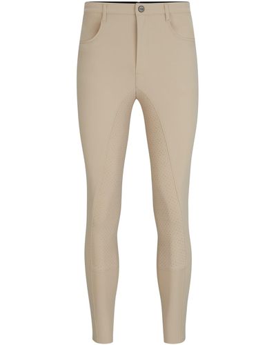 BOSS Equestrian Knee-grip Breeches In Power-stretch Material - Natural