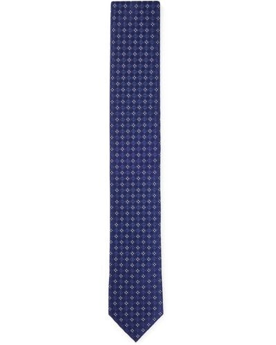 HUGO Silk-jacquard Tie With Micro-dot Pattern - Blue