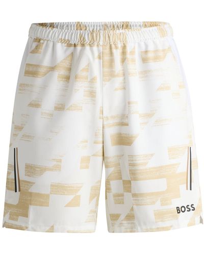BOSS X Matteo Berrettini Water-repellent Shorts With Logo Print - White