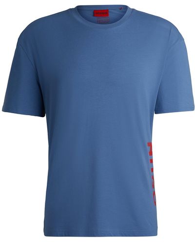 HUGO Cotton-jersey T-shirt With Spf 50+ Uv Protection - Blue